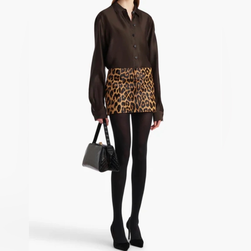 Joseph Animal Print Mini Skirt with Zipper Detail